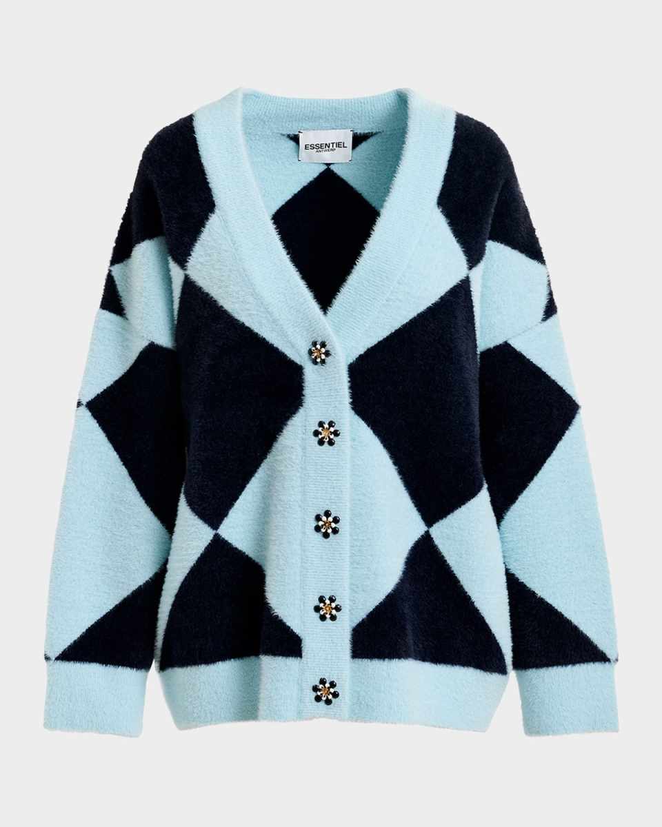 How Knitted Harlequin Oversized Cardigan